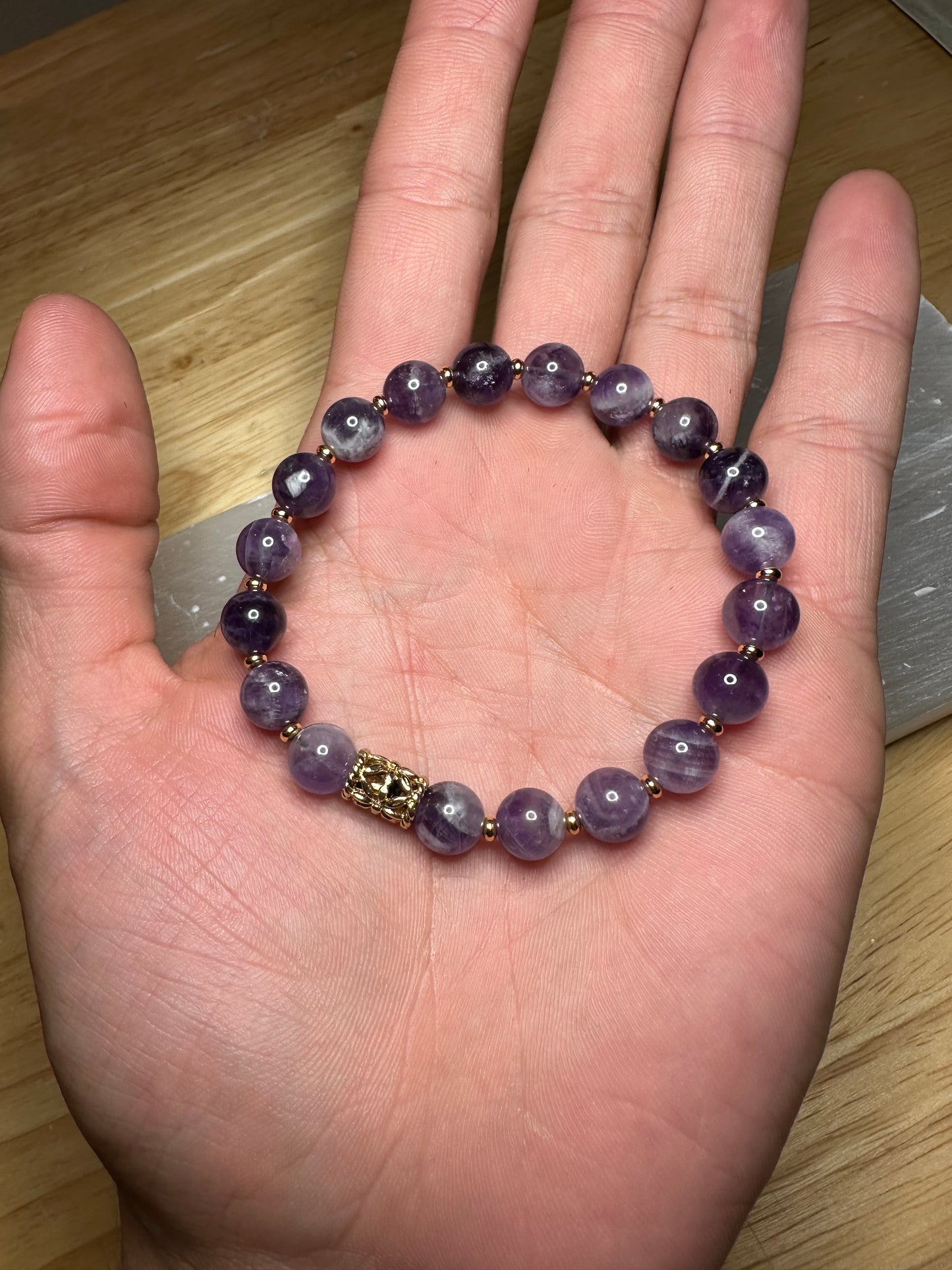 Banded Amethyst Bracelet w/ Gold Plated Spacers