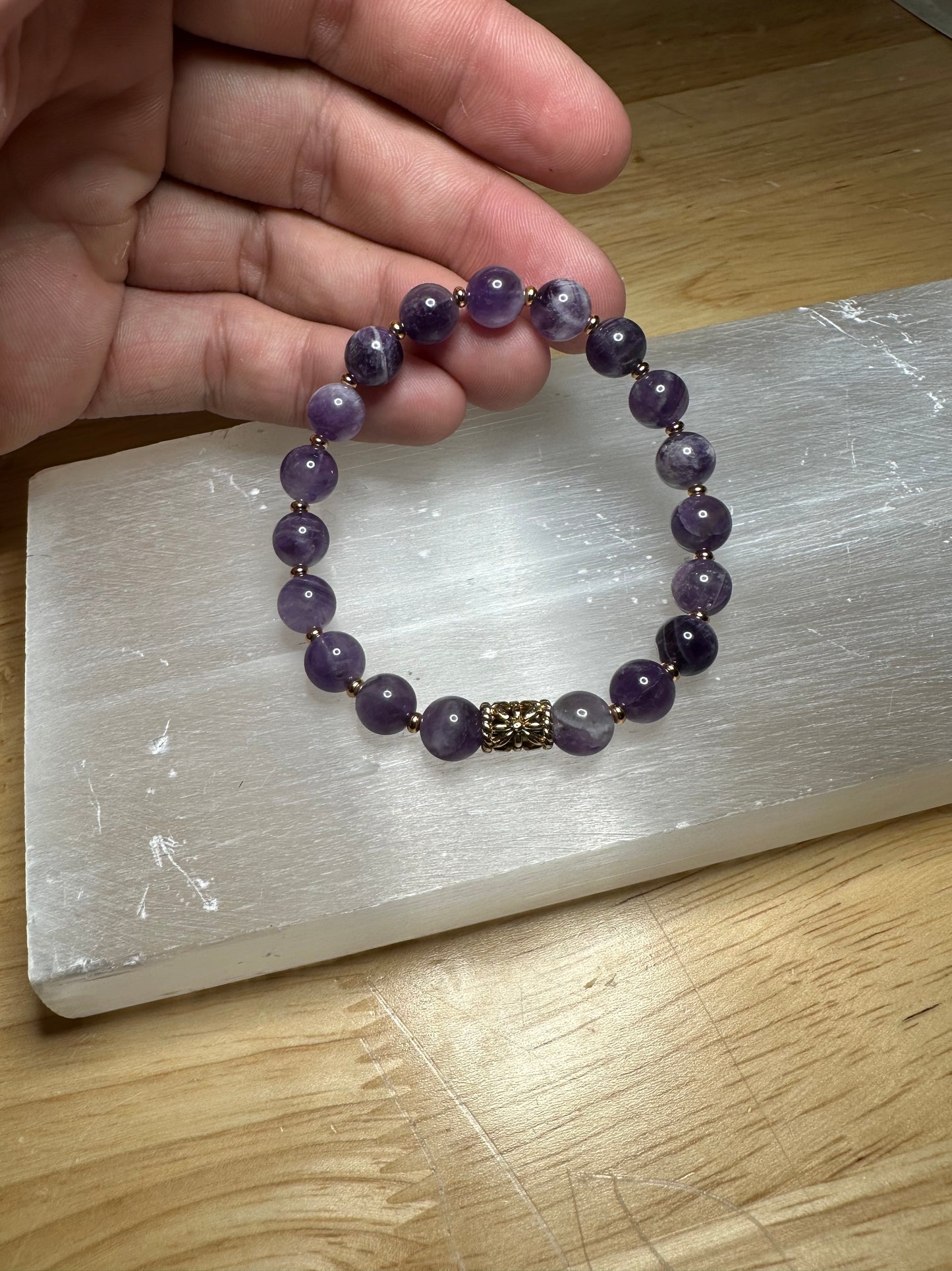 Banded Amethyst Bracelet w/ Gold Plated Spacers