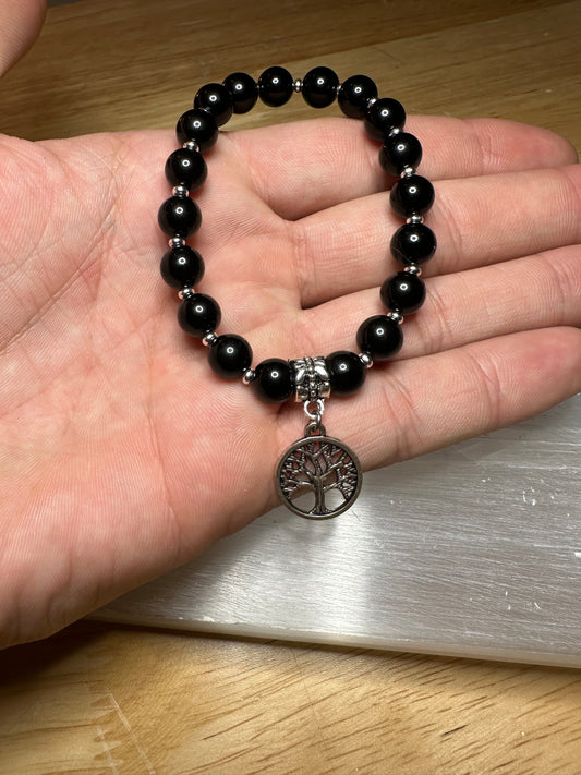 Black Obsidian bracelet w/ Tree Of Life Charm