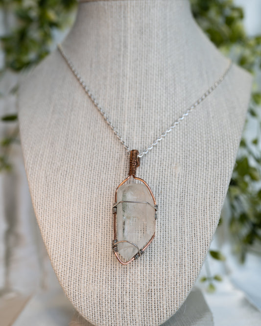 Wire Wrapped Clear Quartz Necklace