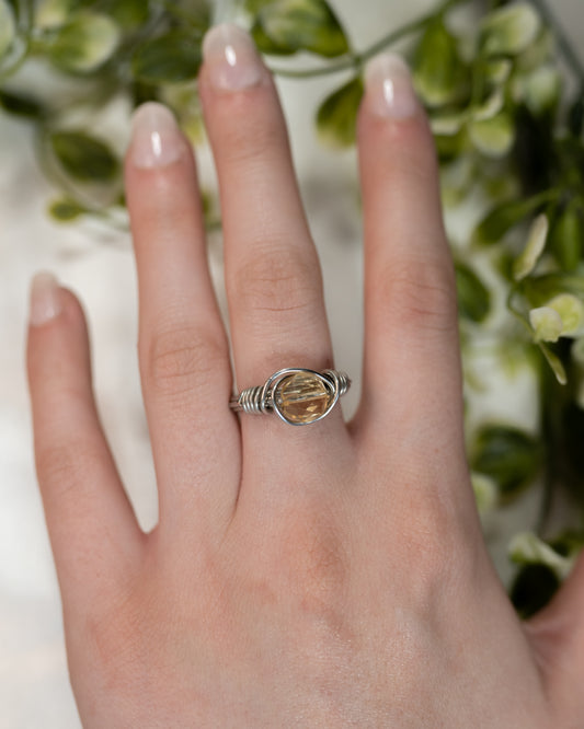 Wire Wrapped Citrine Ring Size 9
