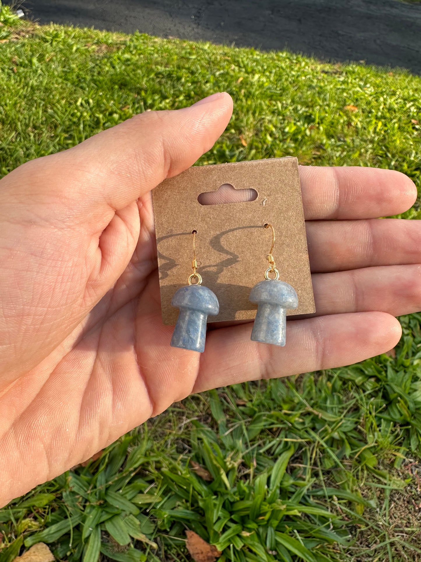 Blue Aventurine Mushroom Earrings