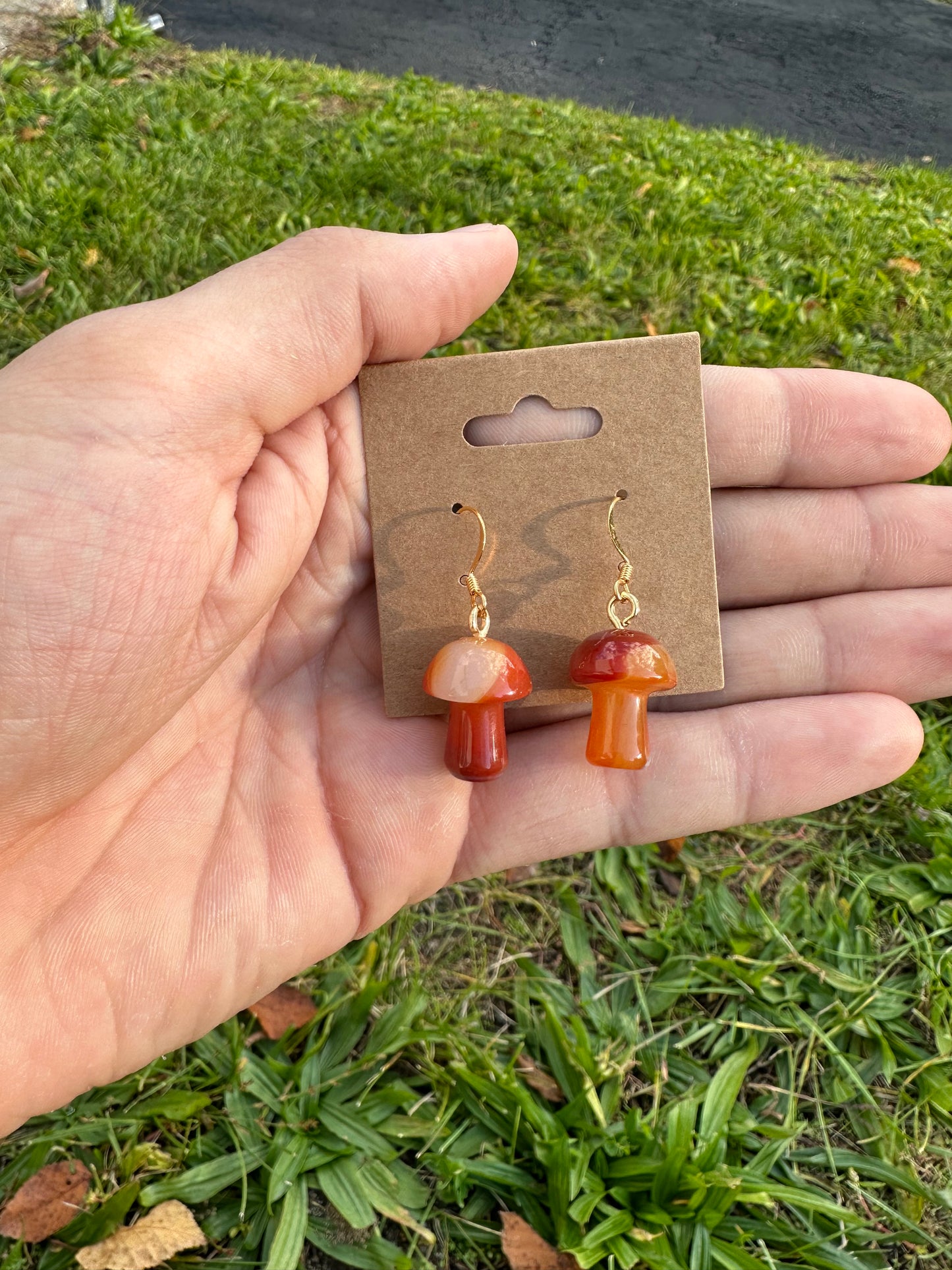 Carnelian Mushroom Earrings