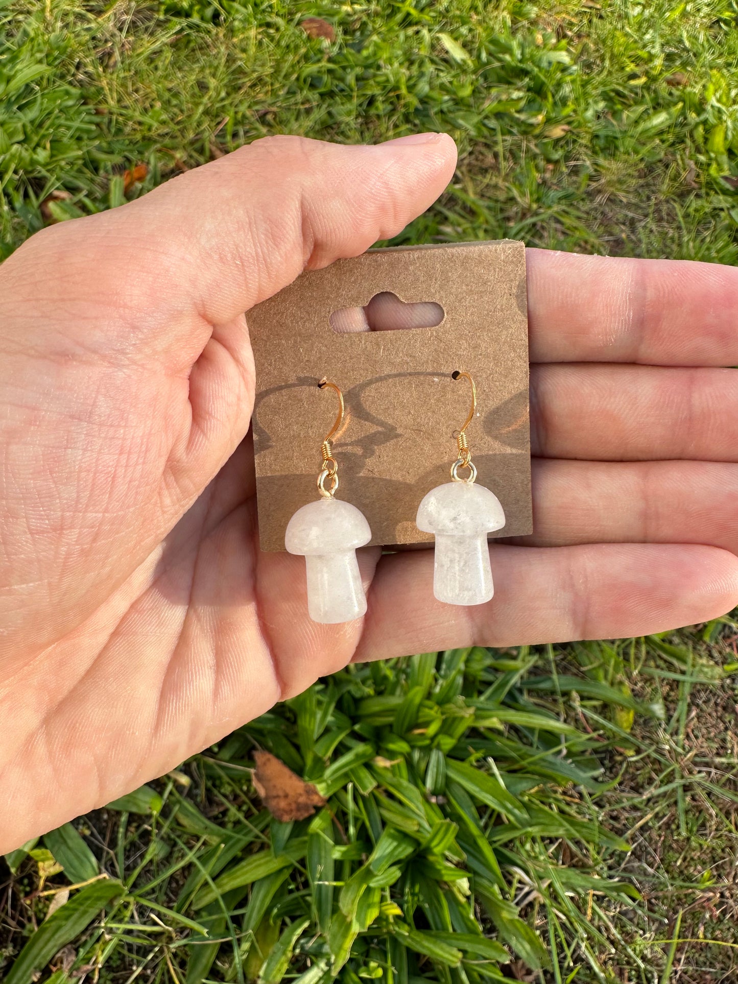 Clear Quartz Mushroom Earrings