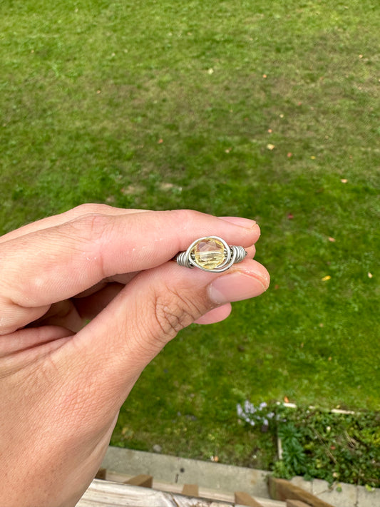 Silver Citrine Wire Wrapped Ring Size 7