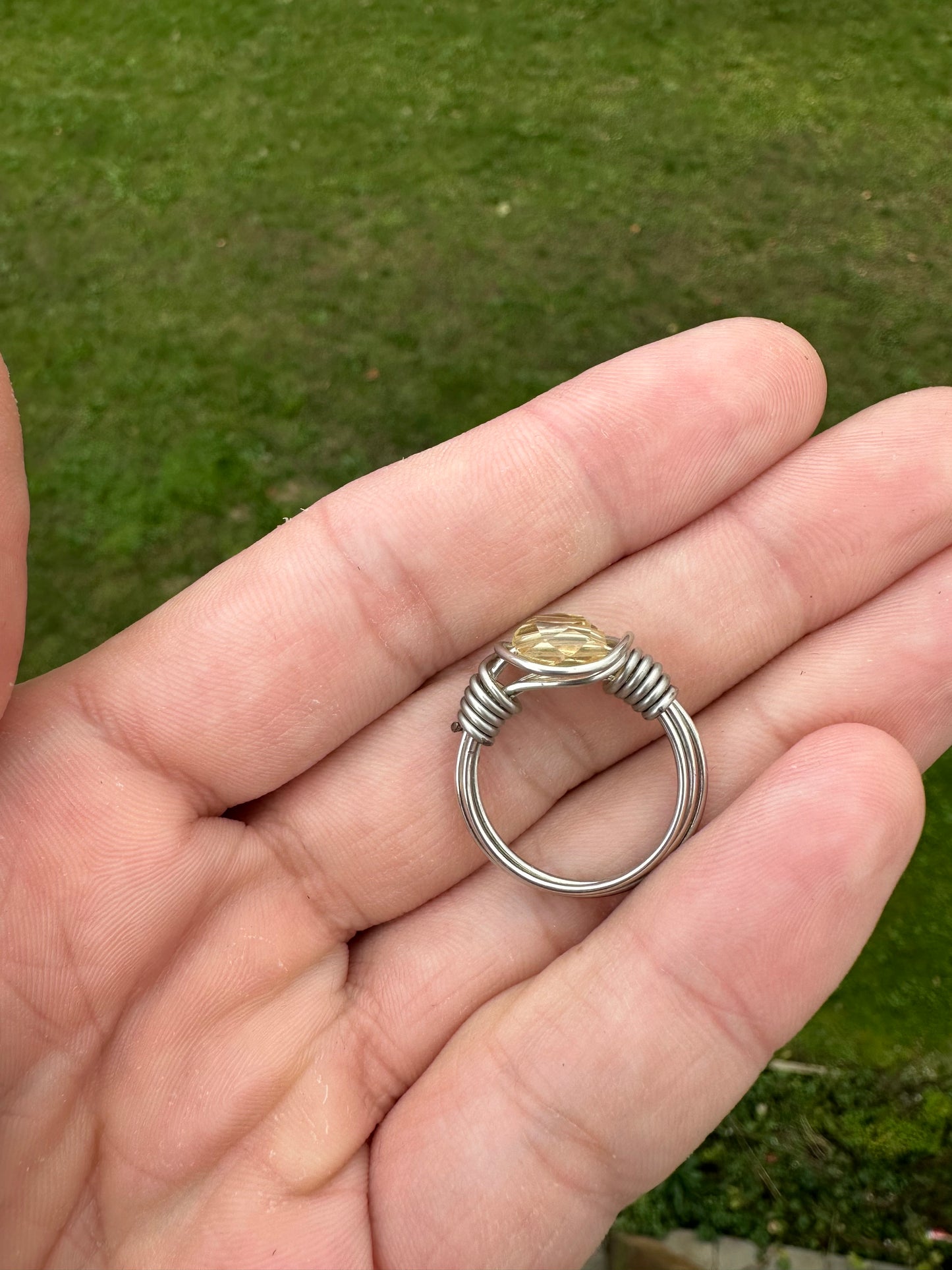 Silver Citrine Wire Wrapped Ring Size 7