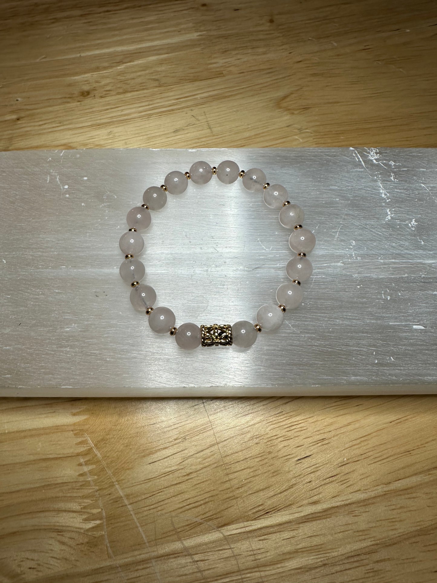 Rose Quartz Bracelet With Gold Plated Spacers