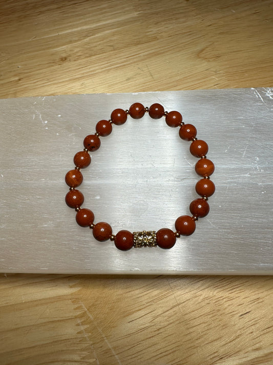 Red Jasper Bracelet w/ Gold Plated Spacers