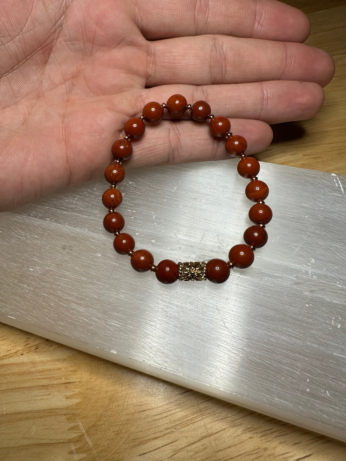 Red Jasper Bracelet w/ Gold Plated Spacers