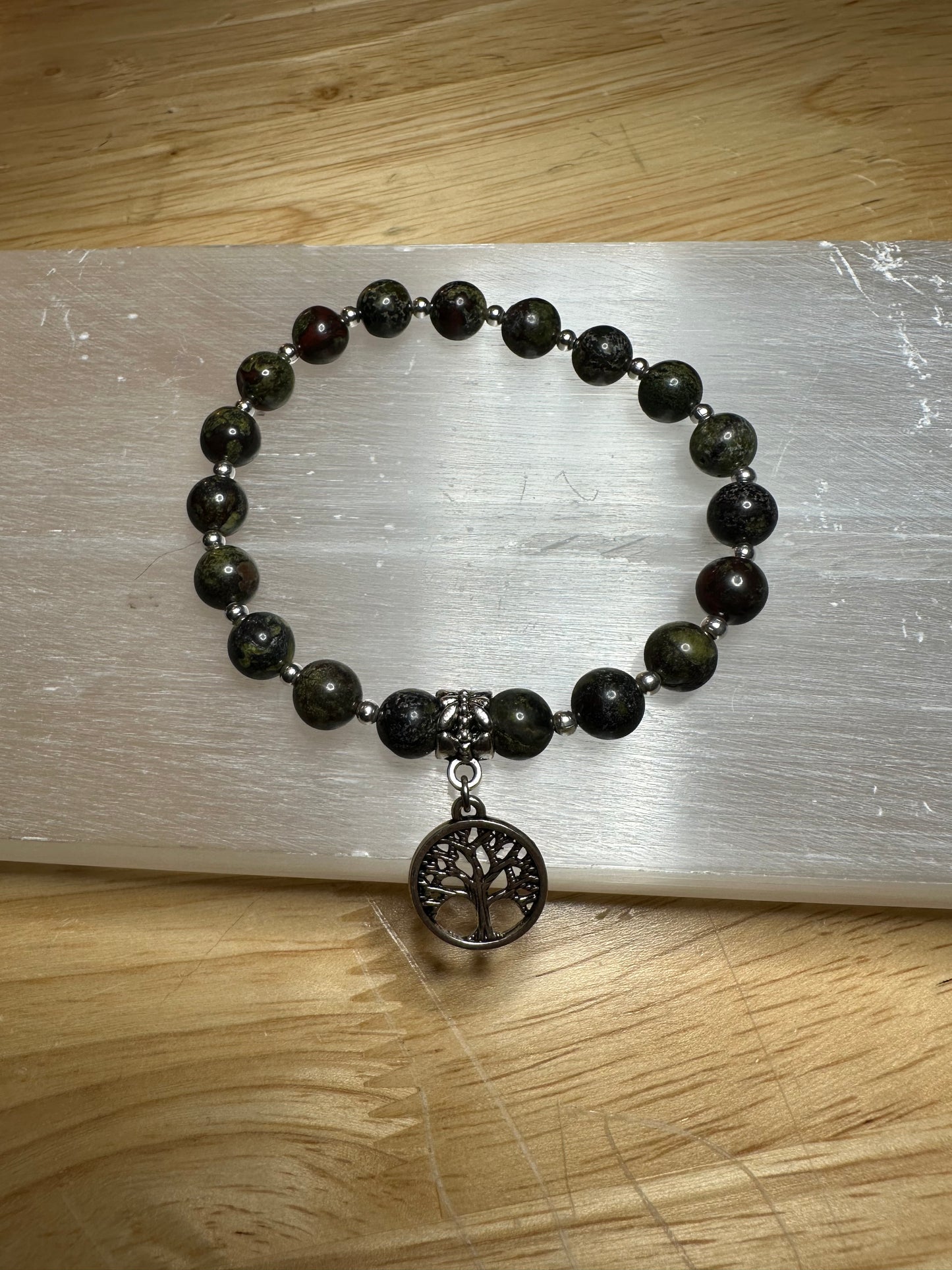 Dragon Bloodstone Bracelet w/ Tree Of Life Charm