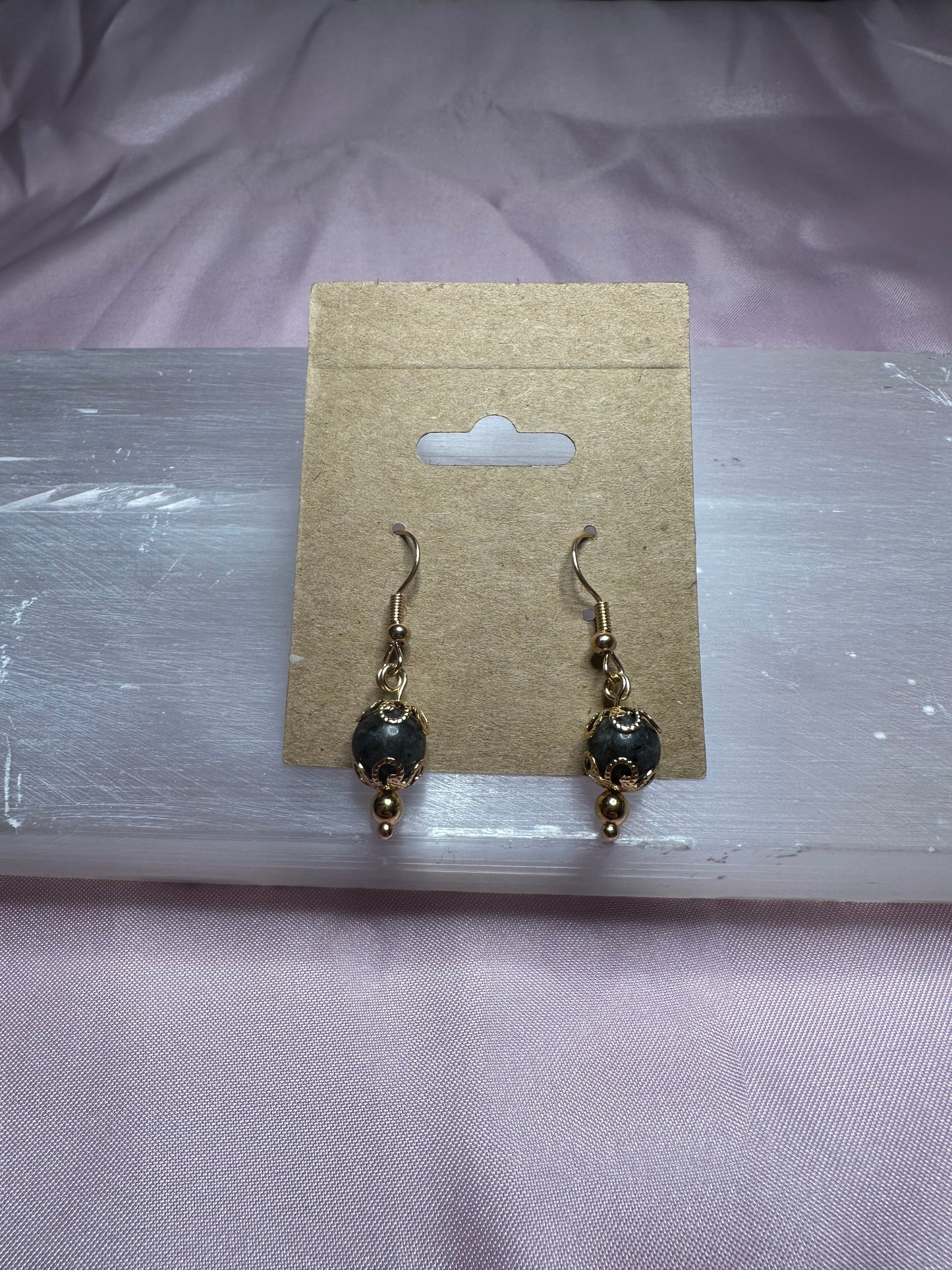 Elegant Blue Labradorite Gold Dangle Earrings