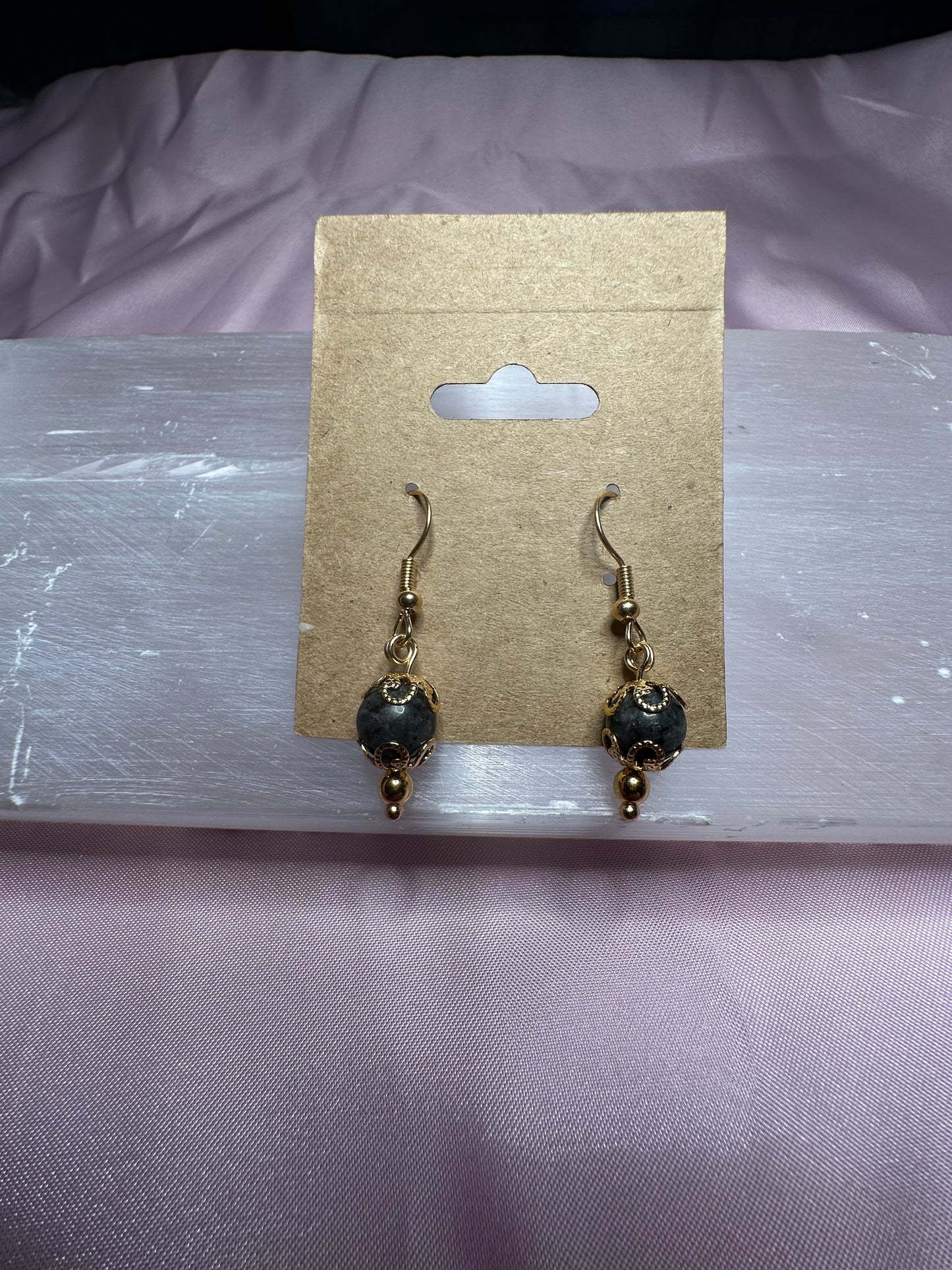 Elegant Blue Labradorite Gold Dangle Earrings