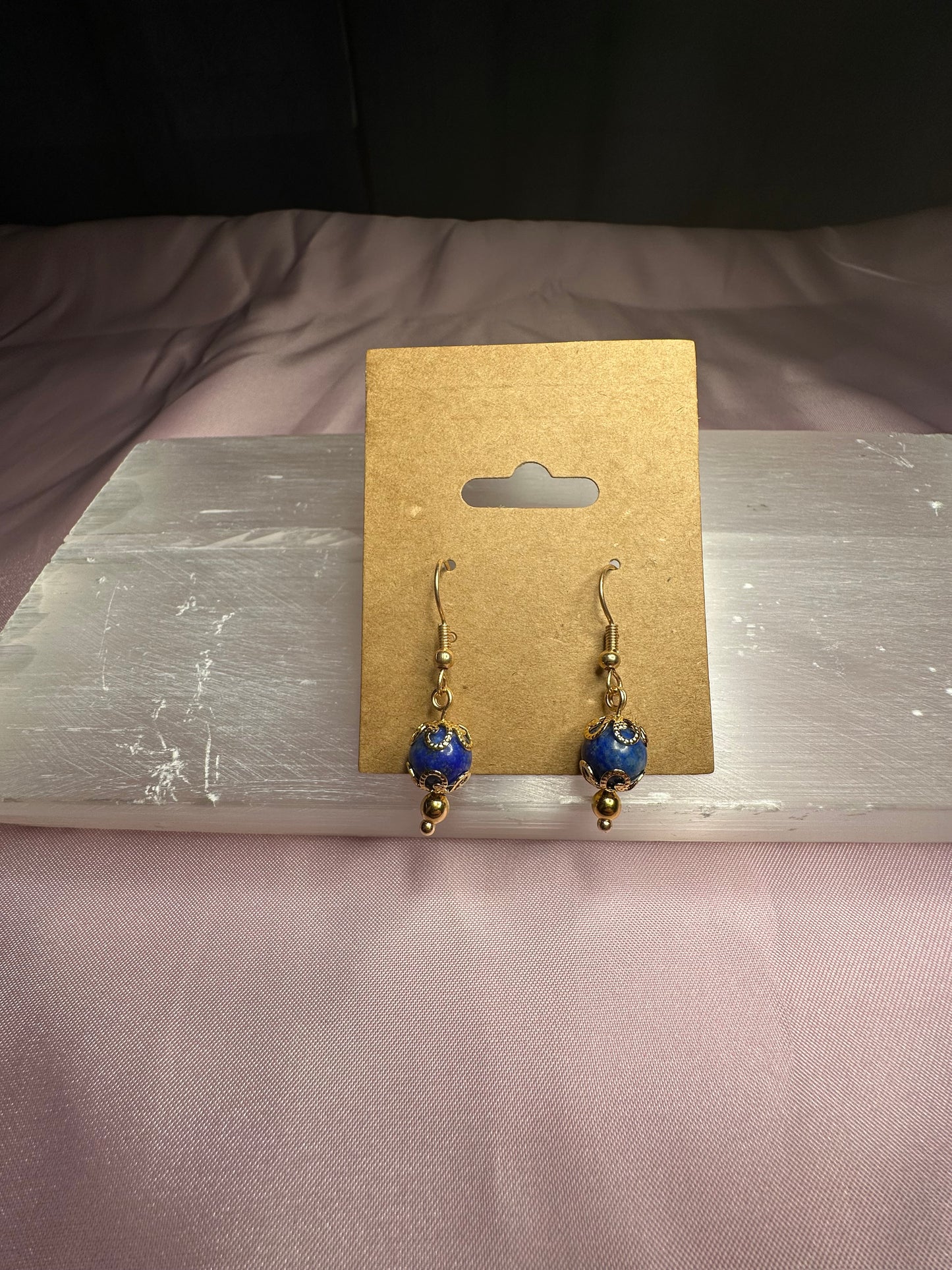 Elegant Lapis Lazuli Gold Dangle Earrings