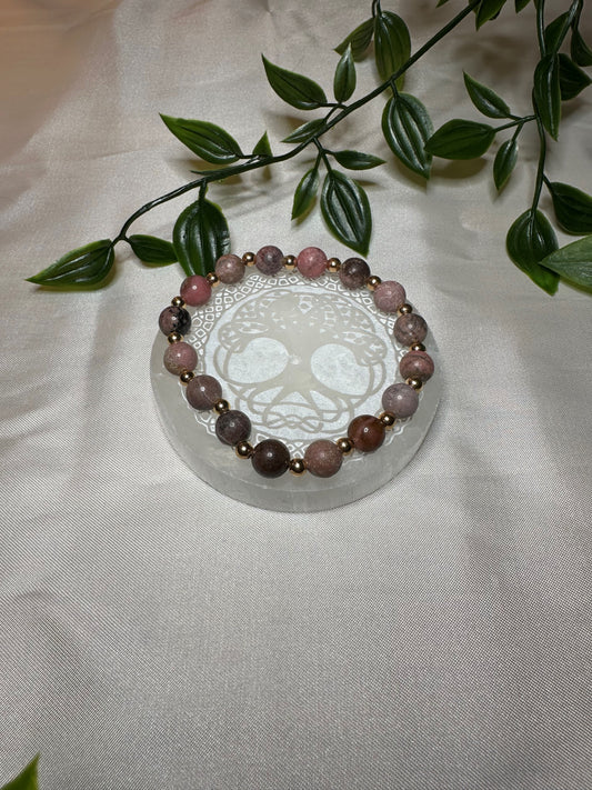 Rhodonite Bracelet w/ Gold Spacers