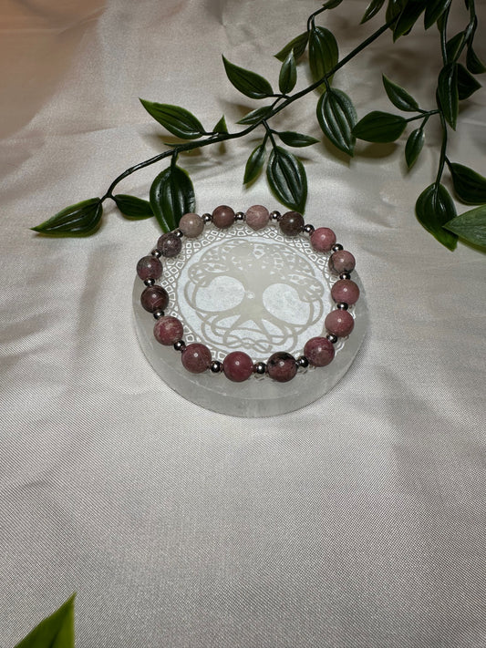 Rhodonite Bracelet w/ Silver Spacers