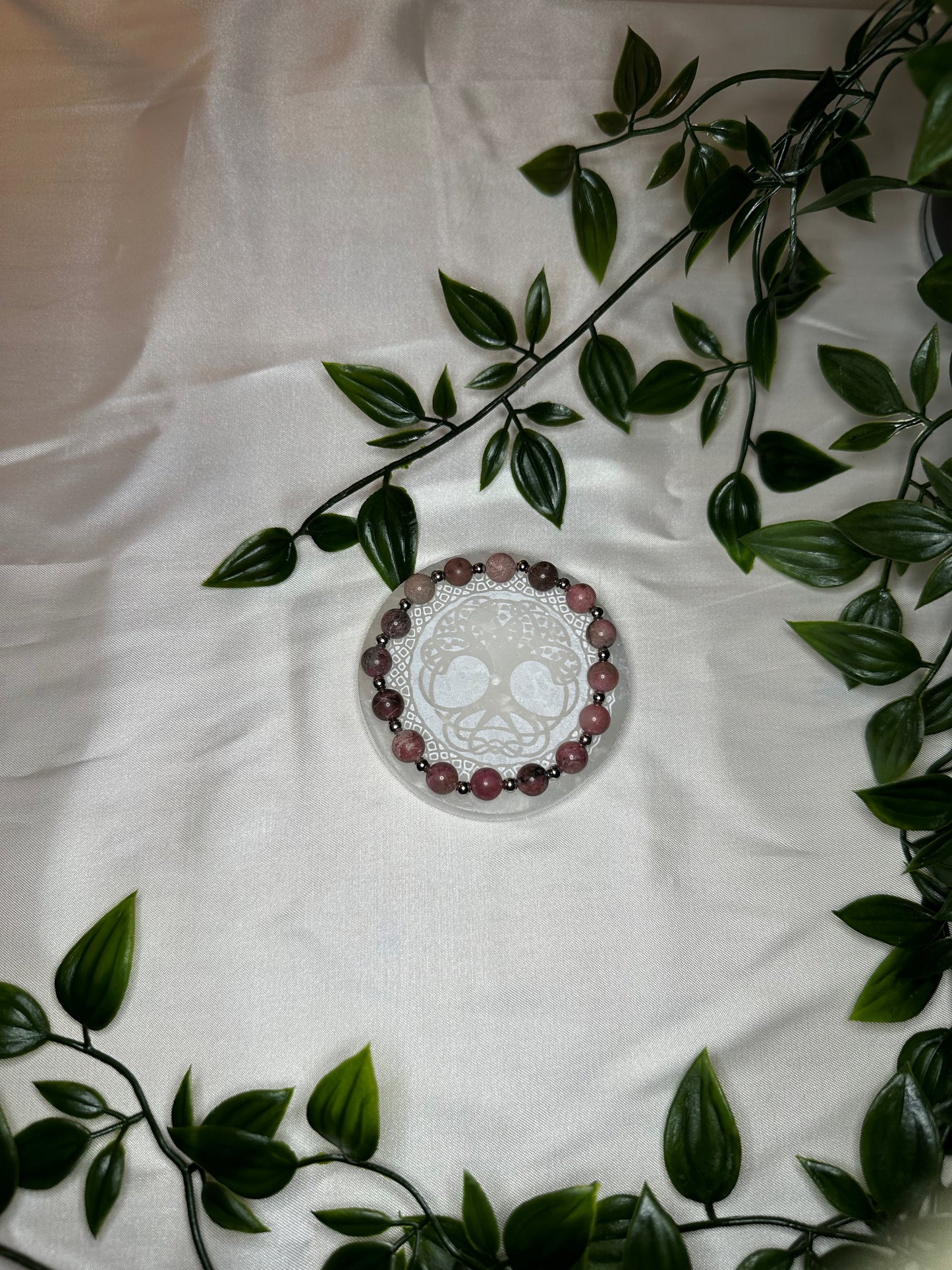 Rhodonite Bracelet w/ Silver Spacers