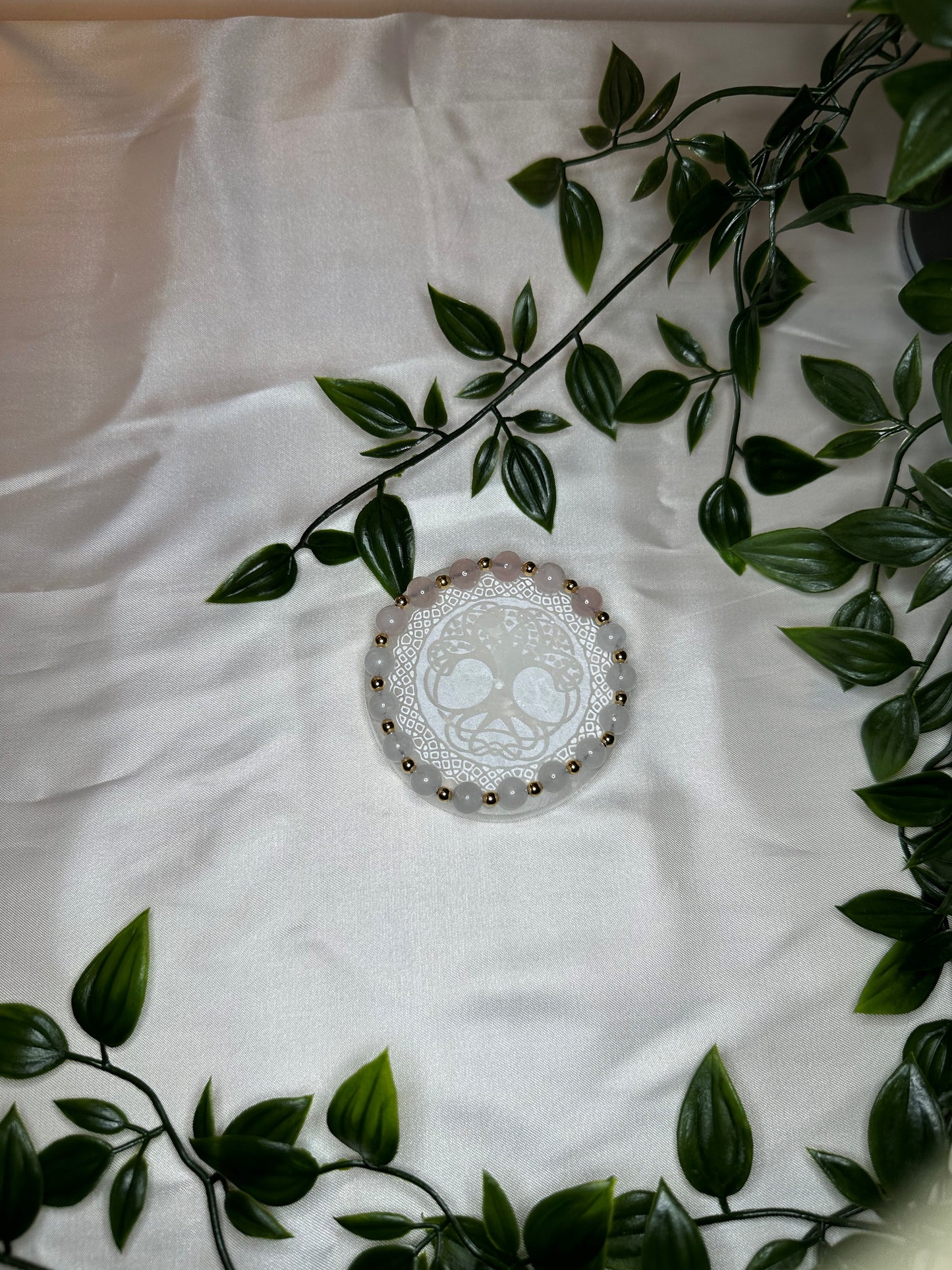 Rose Quartz & Clear Quartz Bracelet w/ Gold Spacers