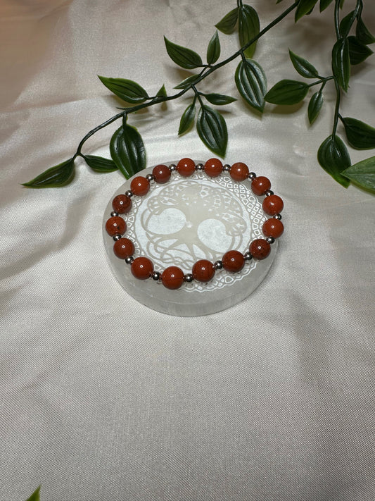 Red Jasper Bracelet w/ Silver Spacers