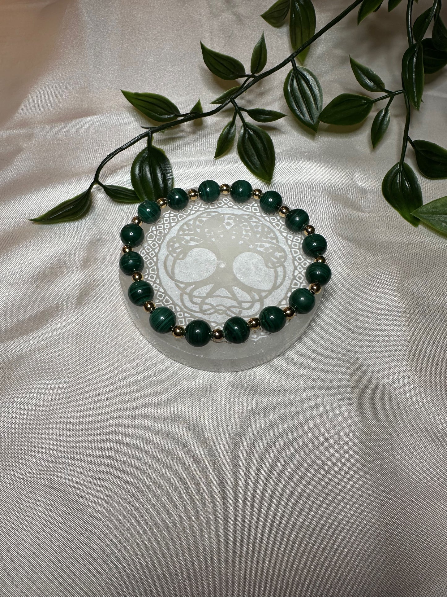 Malachite Bracelet w/ Gold Spacers