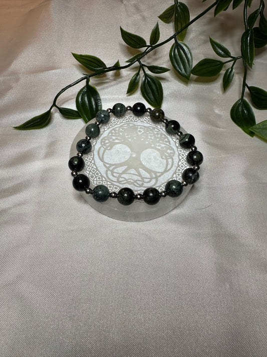 Kambaba Jasper Bracelet w/ Silver Spacers