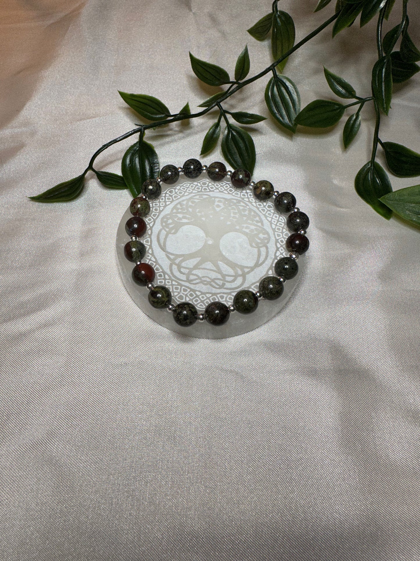 Dragon Bloodstone Bracelet w/ Silver Spacers