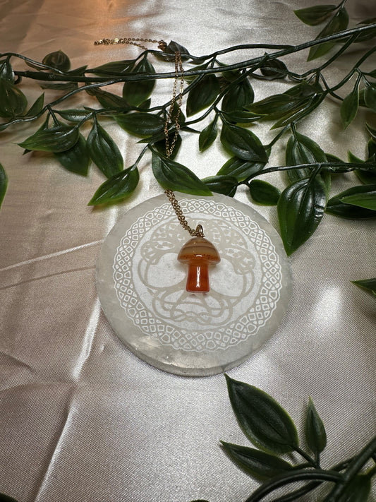 Cute Carnelian Mushroom Necklace