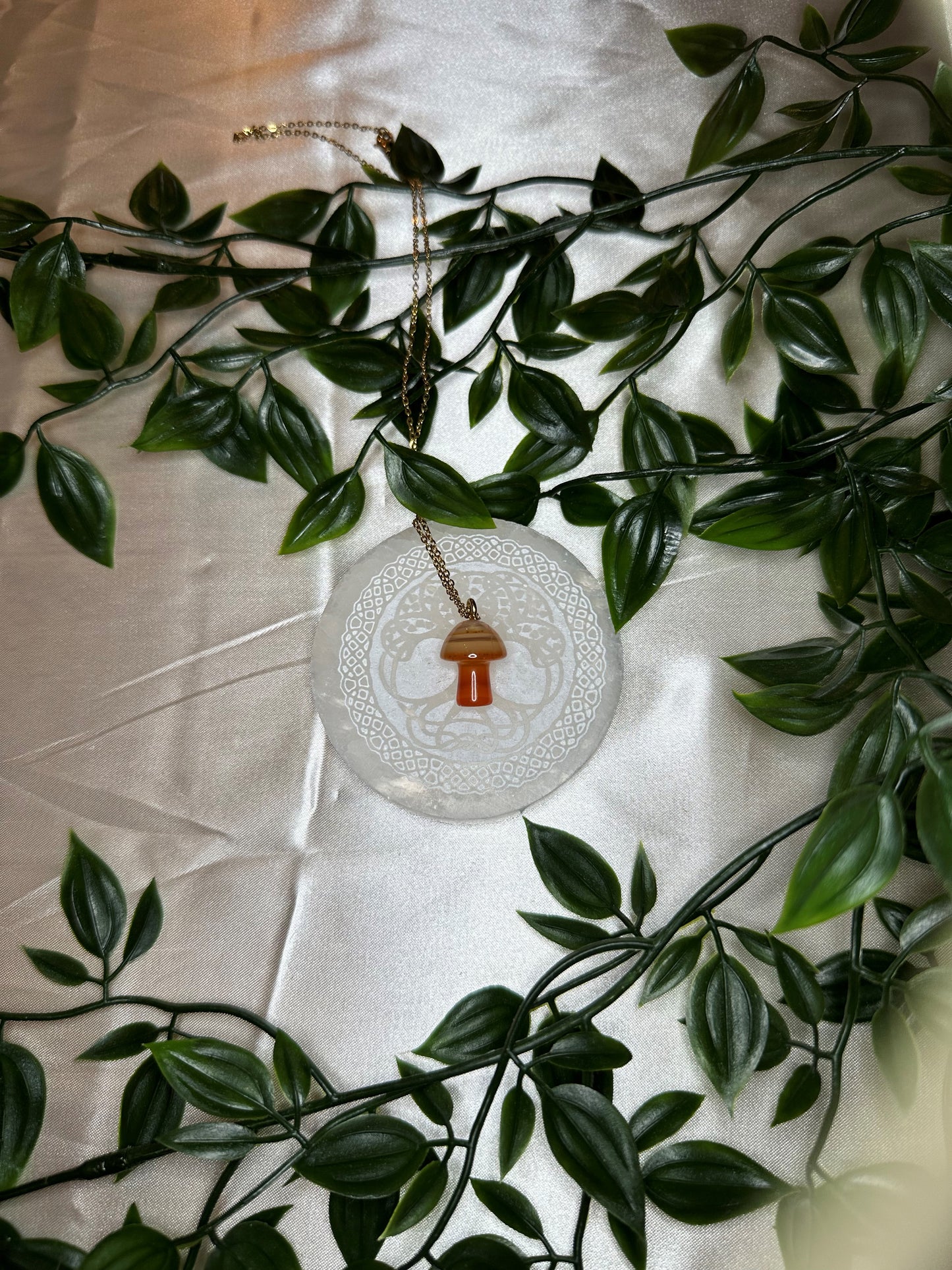 Cute Carnelian Mushroom Necklace