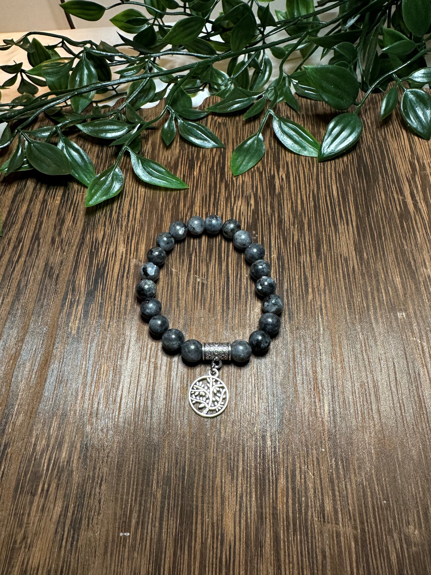 Blue Labradorite Bracelet w/ Cute Tree Charm