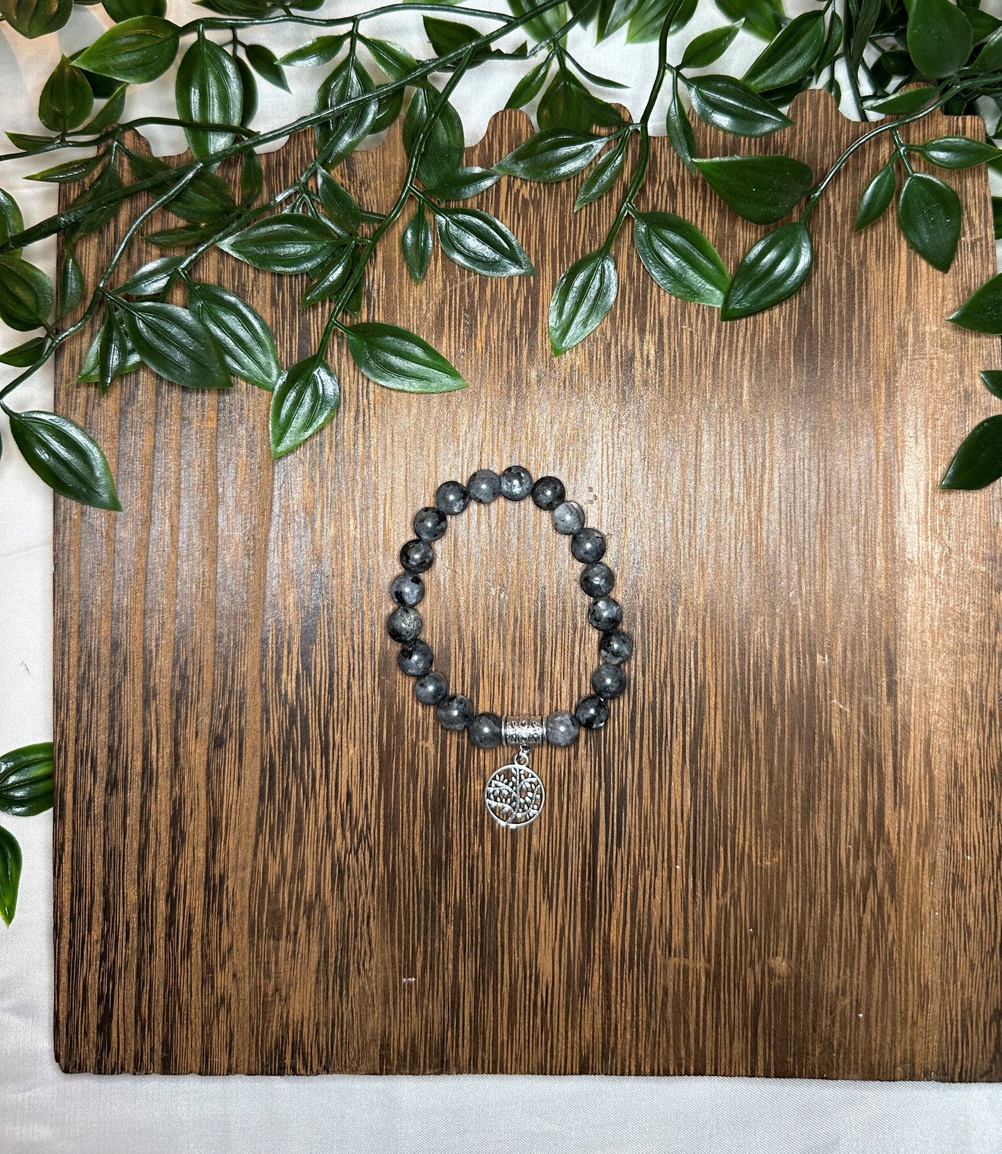 Blue Labradorite Bracelet w/ Cute Tree Charm