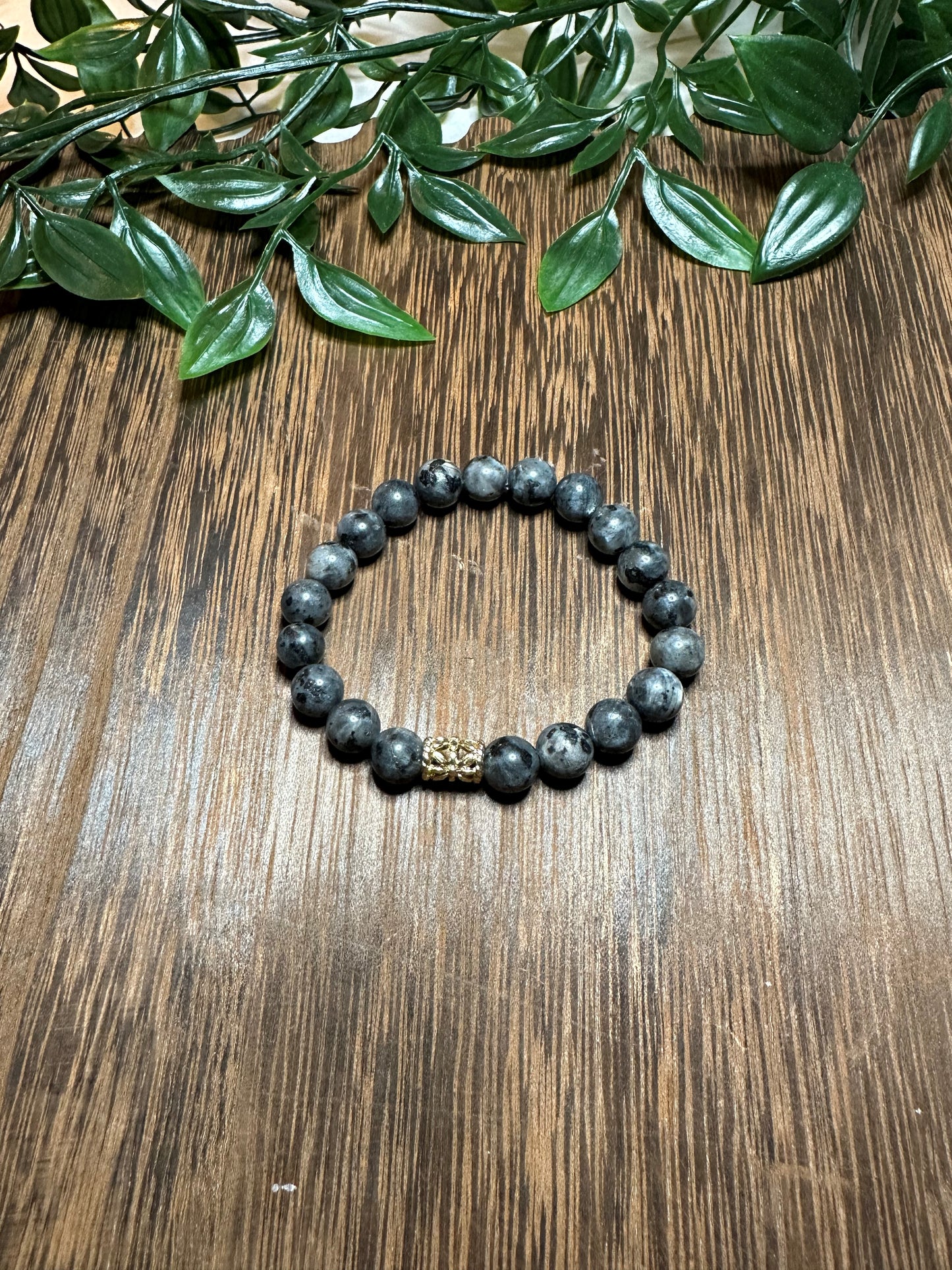 Blue Labradorite Bracelet w/ Gold Spacer