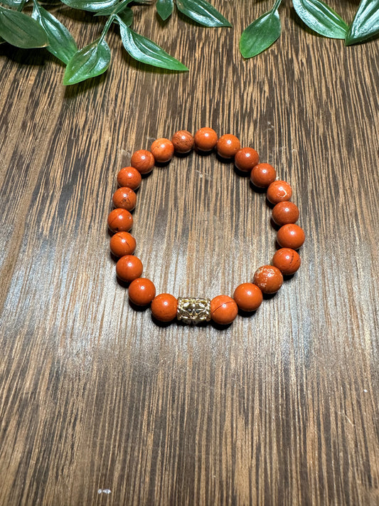 Red Jasper Bracelet w/ Gold Spacer