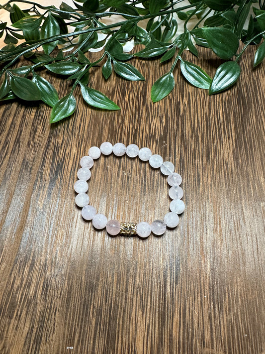 Rose Quartz Bracelet w/ Gold Spacer