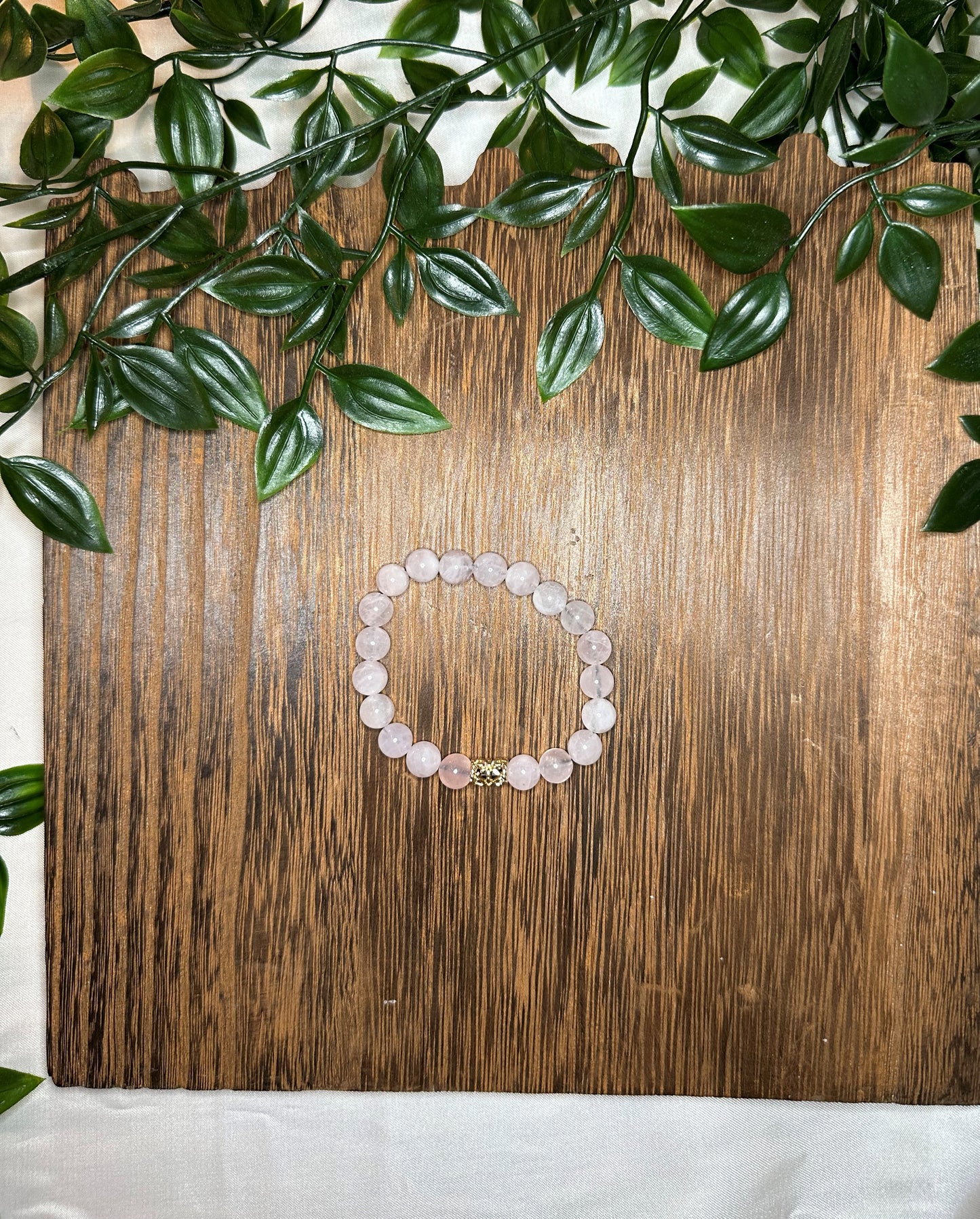 Rose Quartz Bracelet w/ Gold Spacer