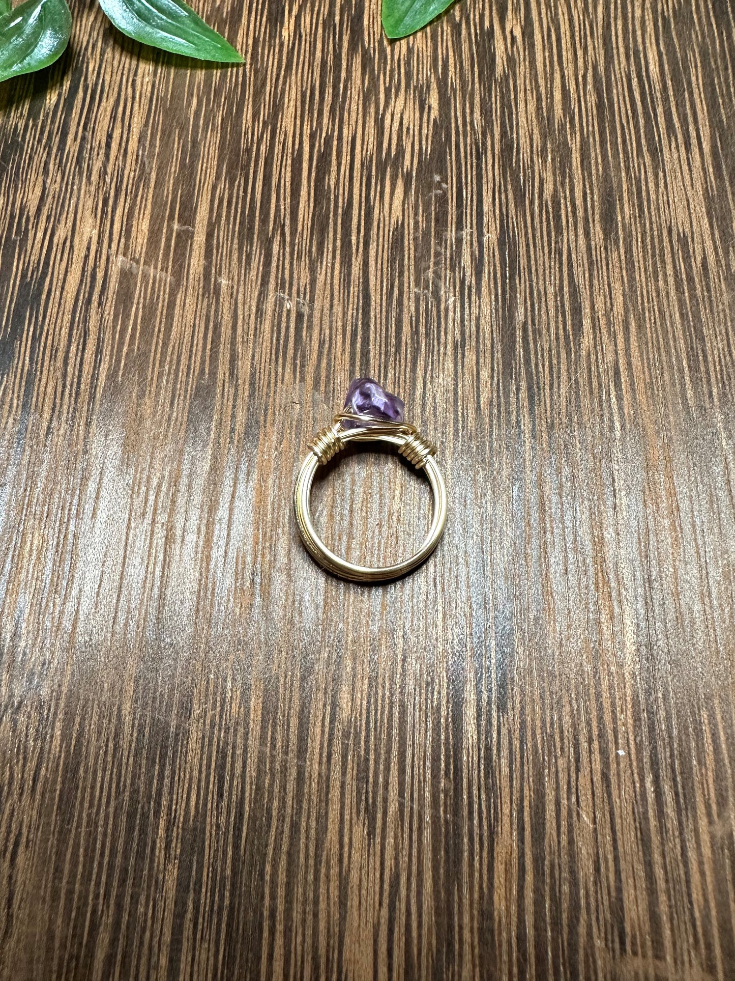 Gold Wire Wrapped Amethyst Point Ring Size 7