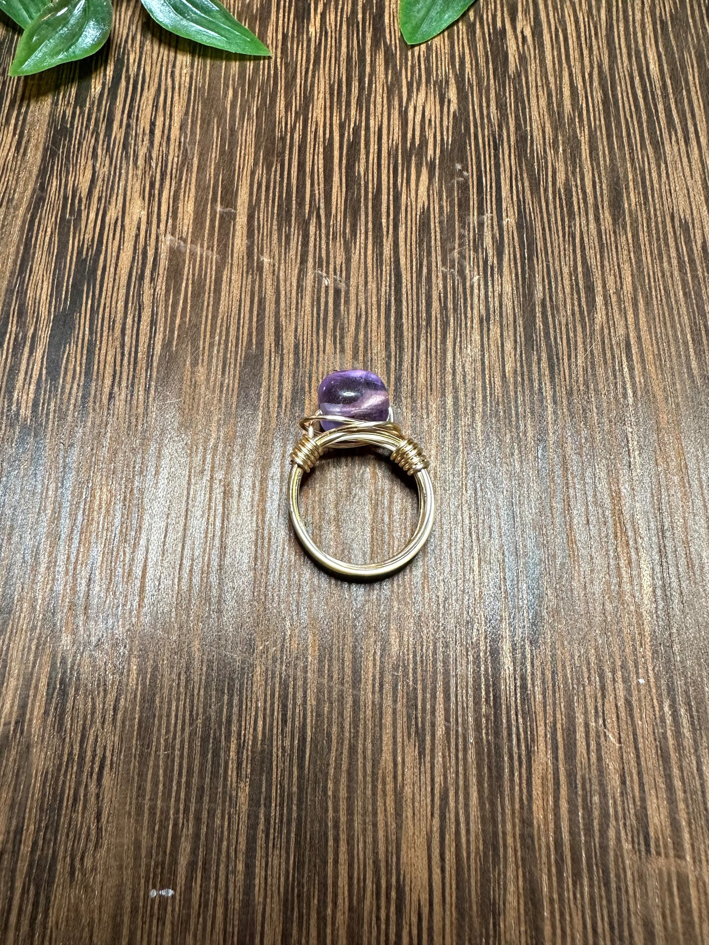 Gold Wire Wrapped Amethyst Oval Ring Size 7