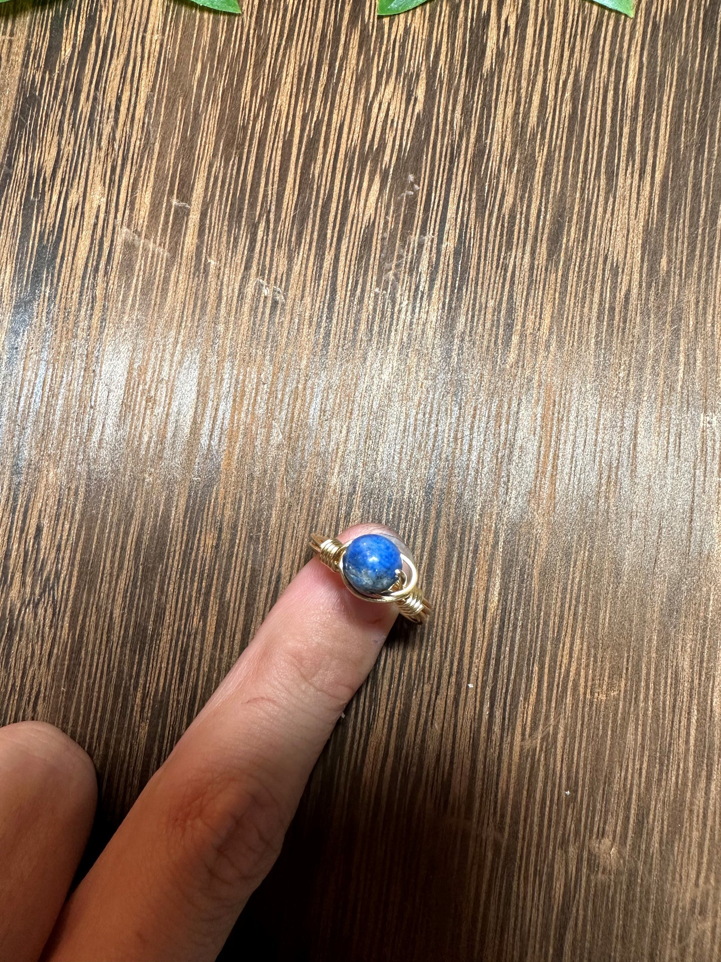 Gold Wire Wrapped Lapis Lazuli Ring Size 8.5