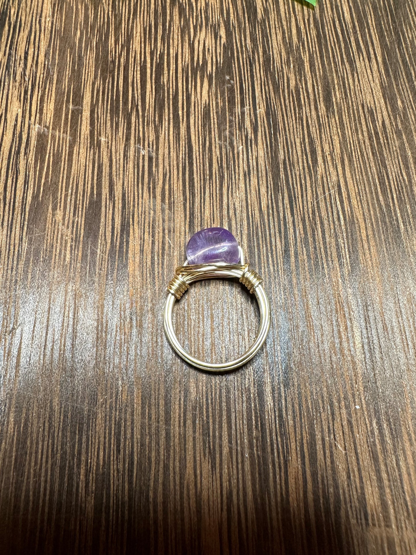 Gold Wire Wrapped Amethyst Oval Ring Size 9