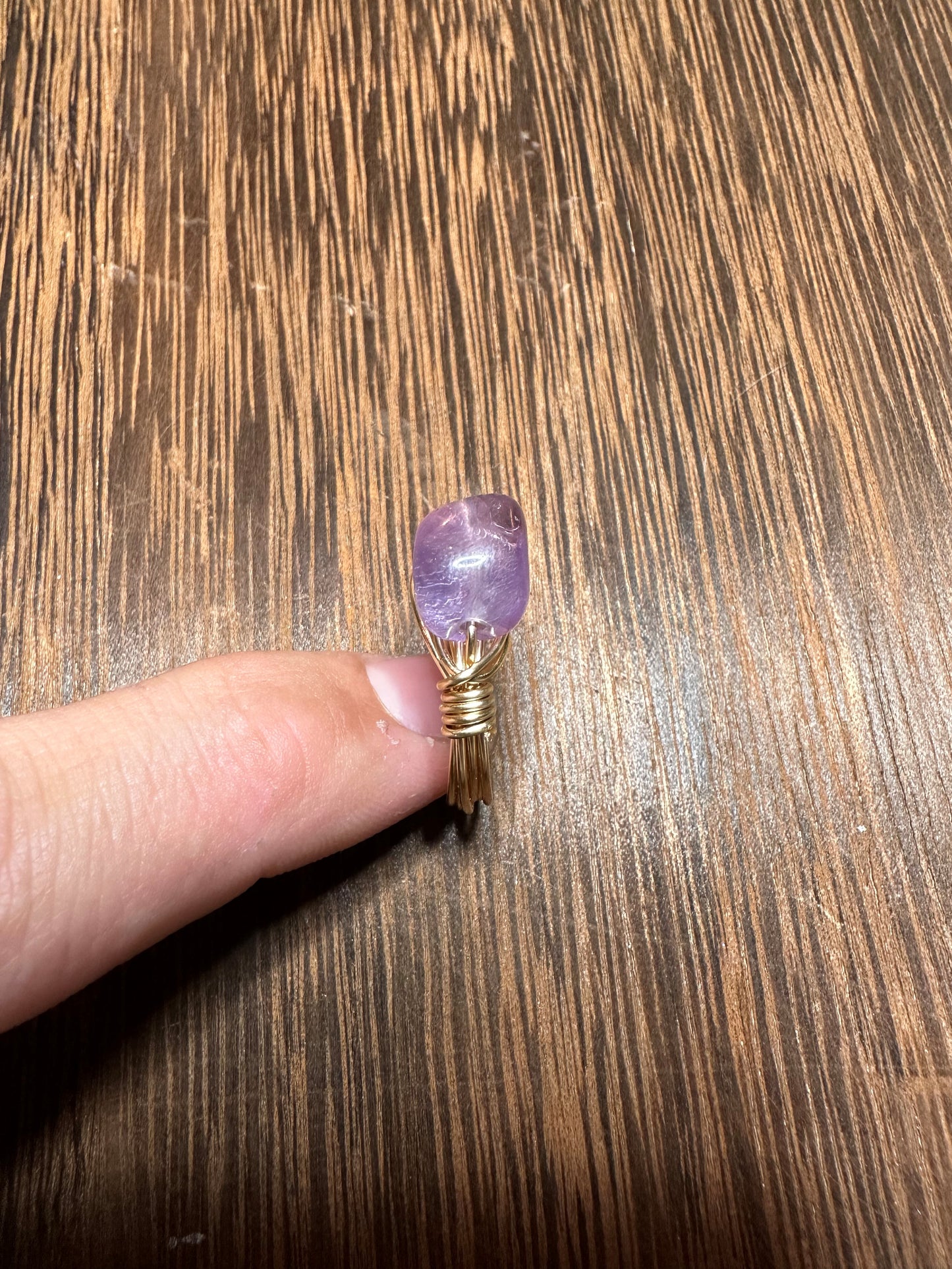 Gold Wire Wrapped Amethyst Oval Ring Size 9