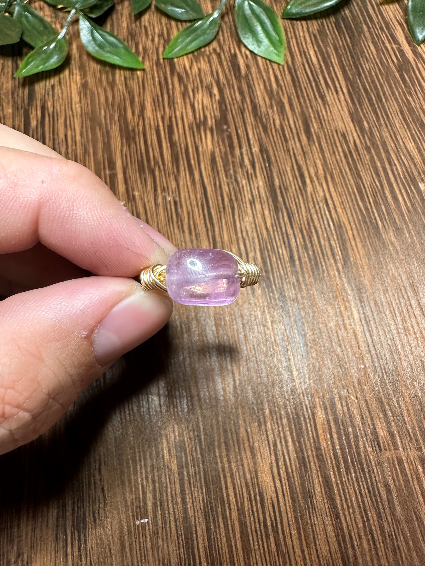 Gold Wire Wrapped Amethyst Oval Ring Size 9