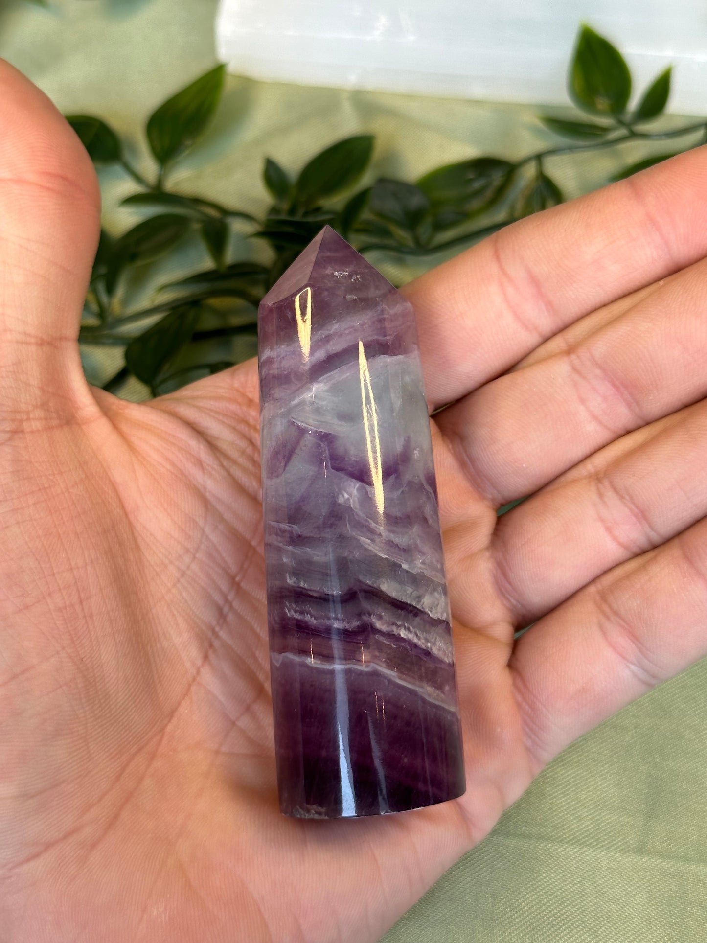 Natural Watermelon Fluorite Tower 34