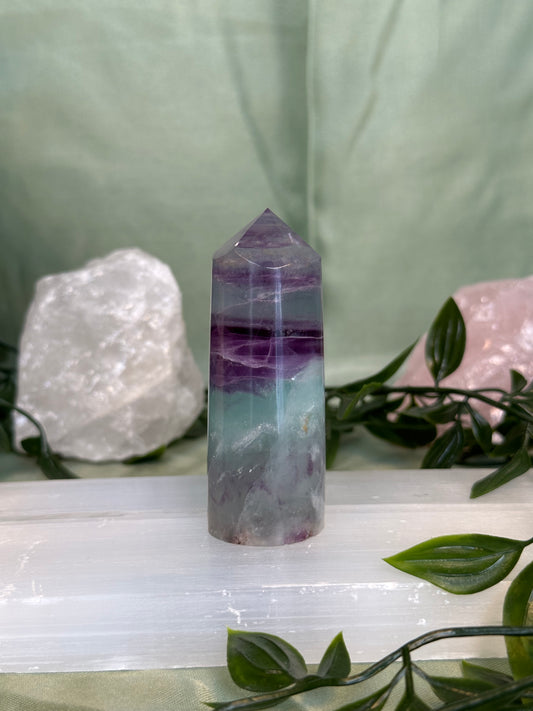 Natural Watermelon Fluorite Tower "33"