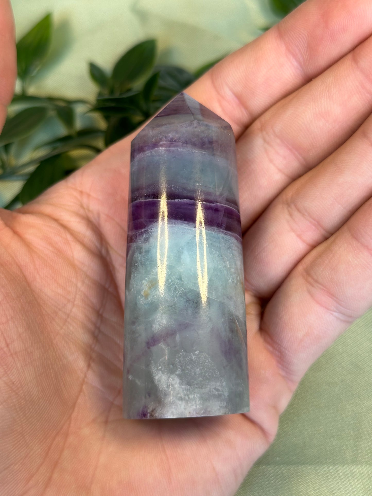 Natural Watermelon Fluorite Tower "33"