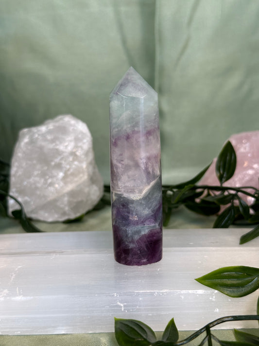 Natural Watermelon Fluorite Tower "28"