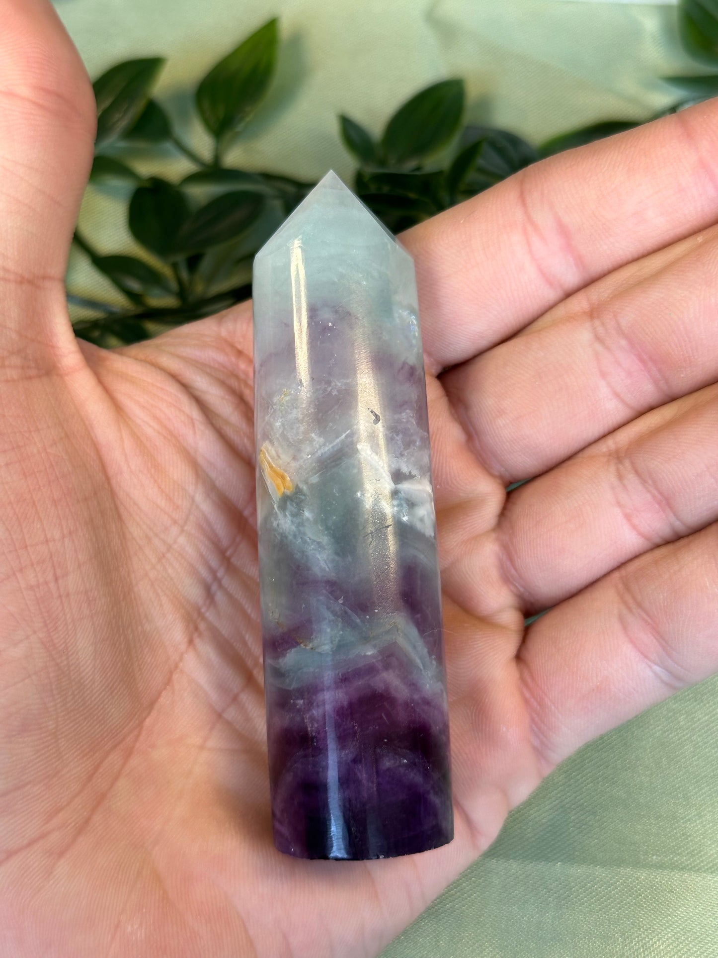 Natural Watermelon Fluorite Tower "28"