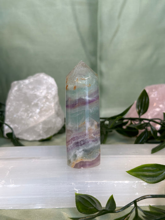 Natural Watermelon Fluorite Tower " 27"