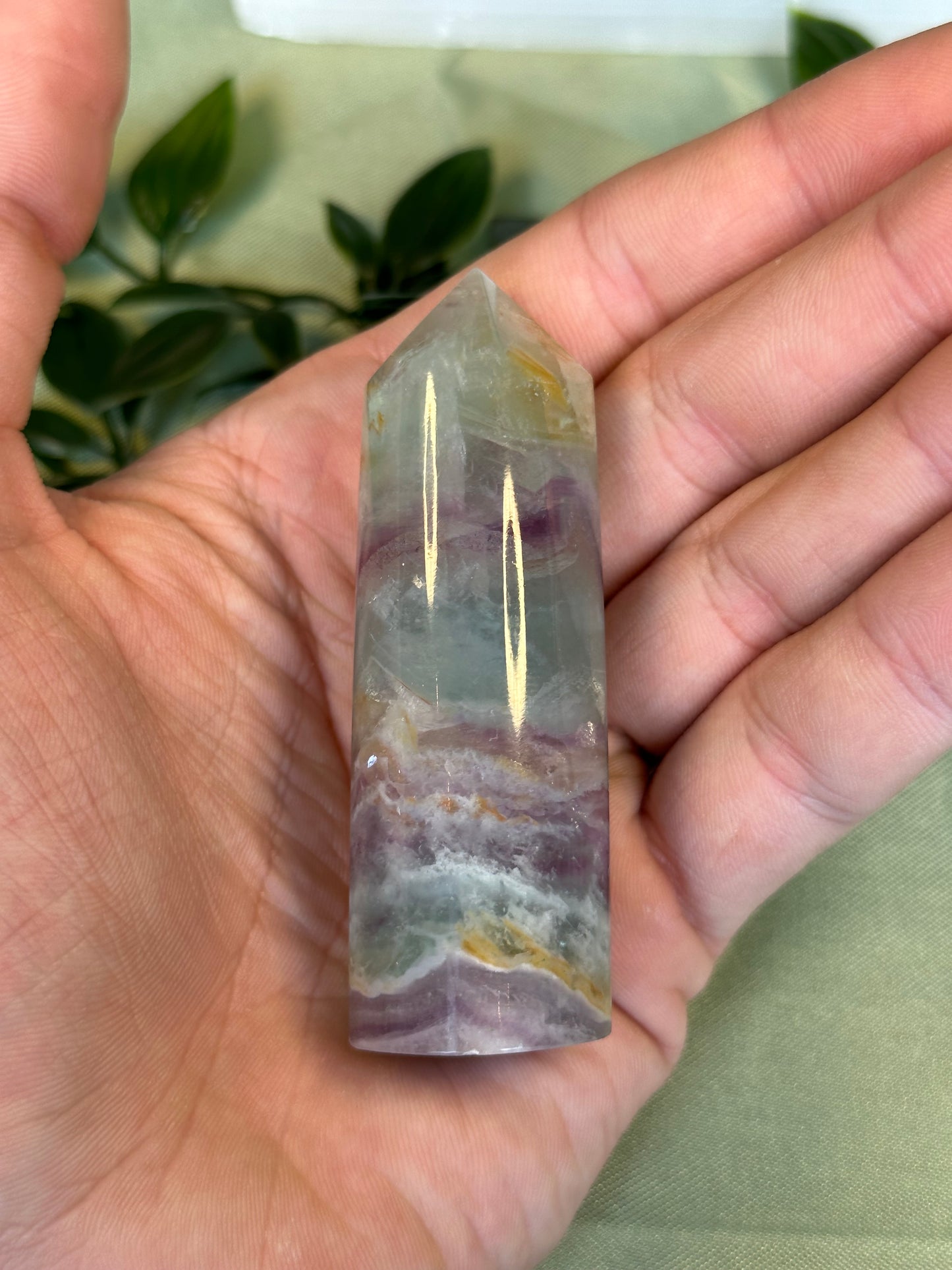 Natural Watermelon Fluorite Tower " 27"