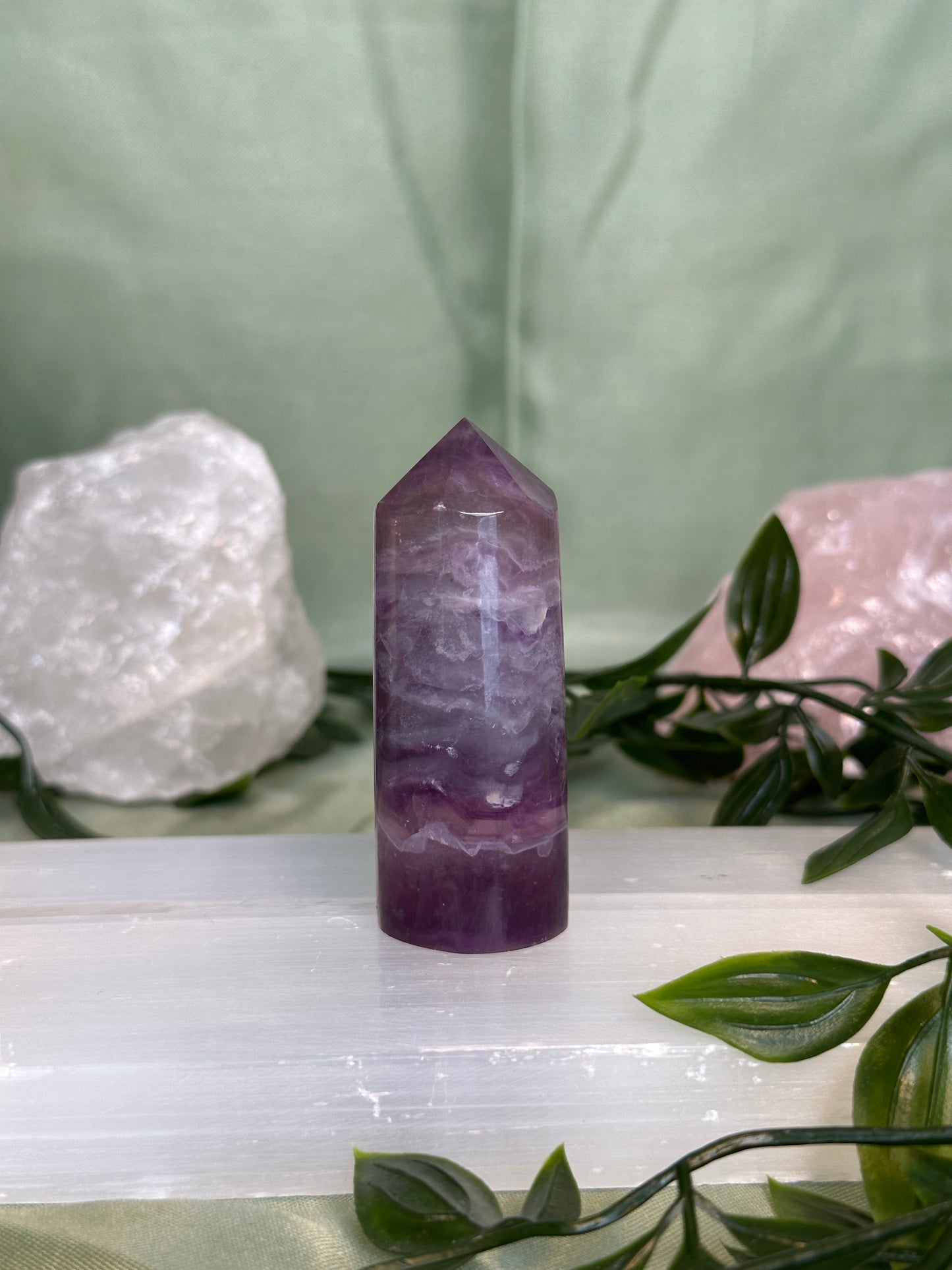 Natural Watermelon Fluorite Tower "25"