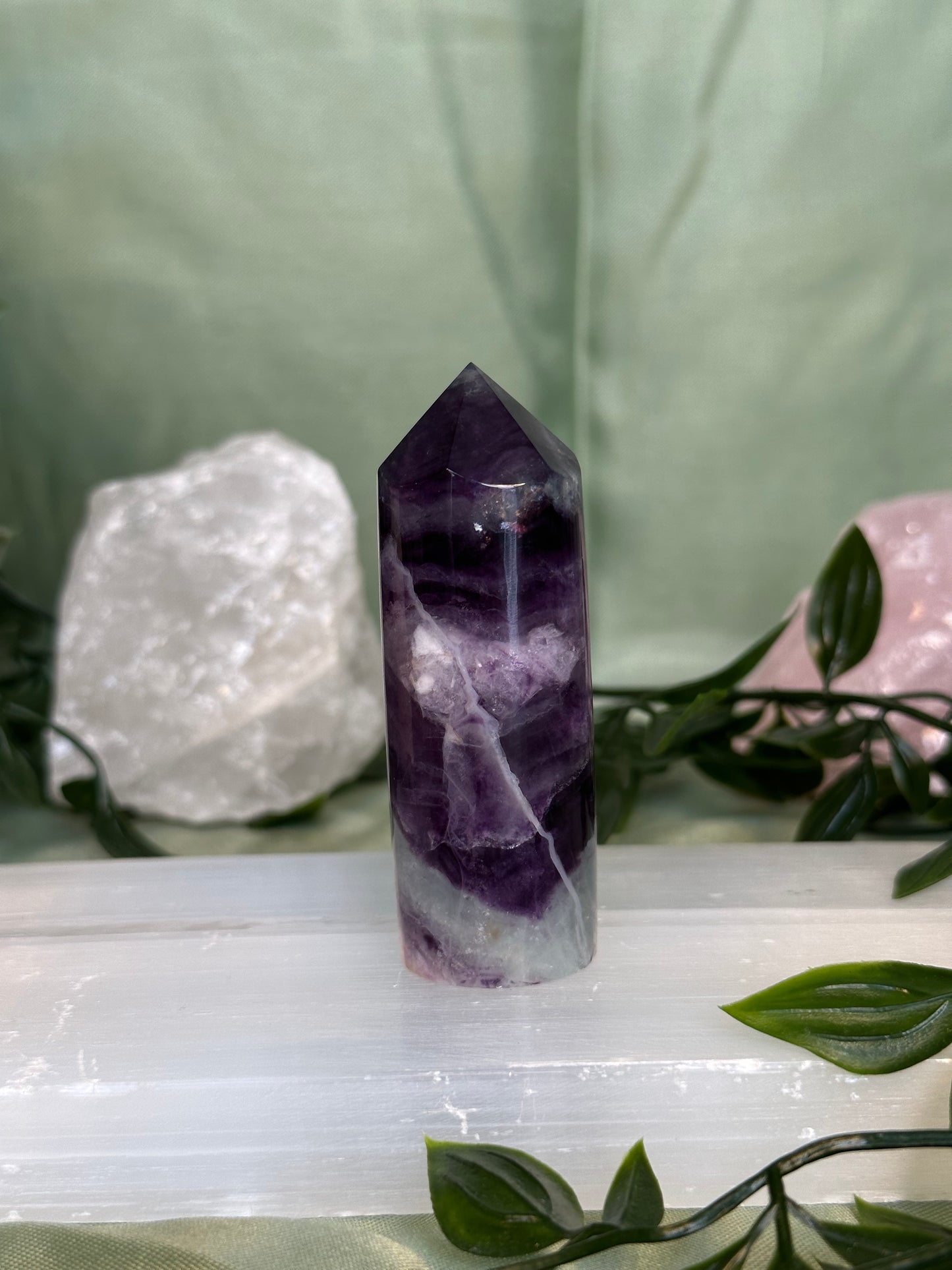 Natural Watermelon Fluorite Tower "29"