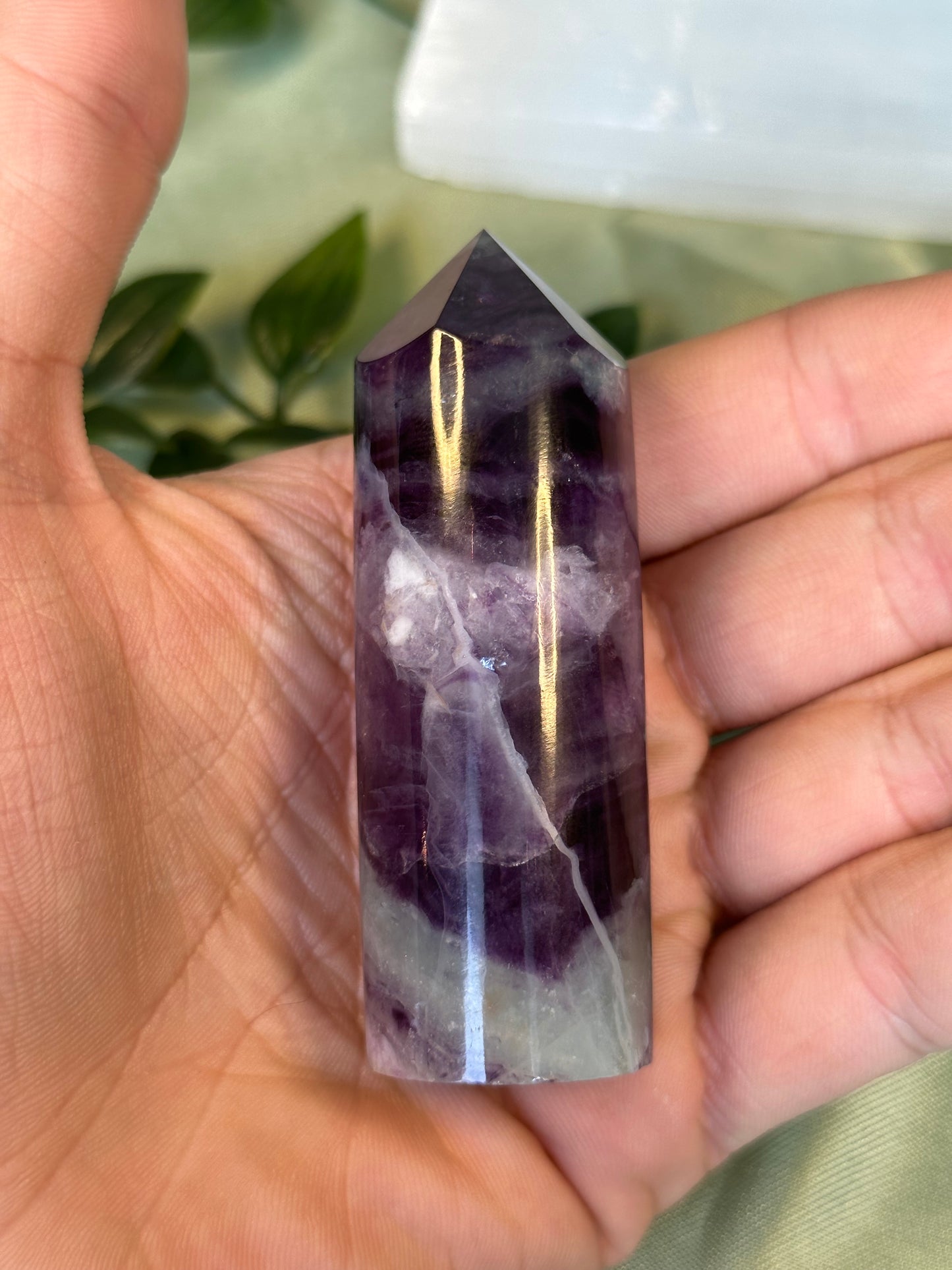 Natural Watermelon Fluorite Tower "29"