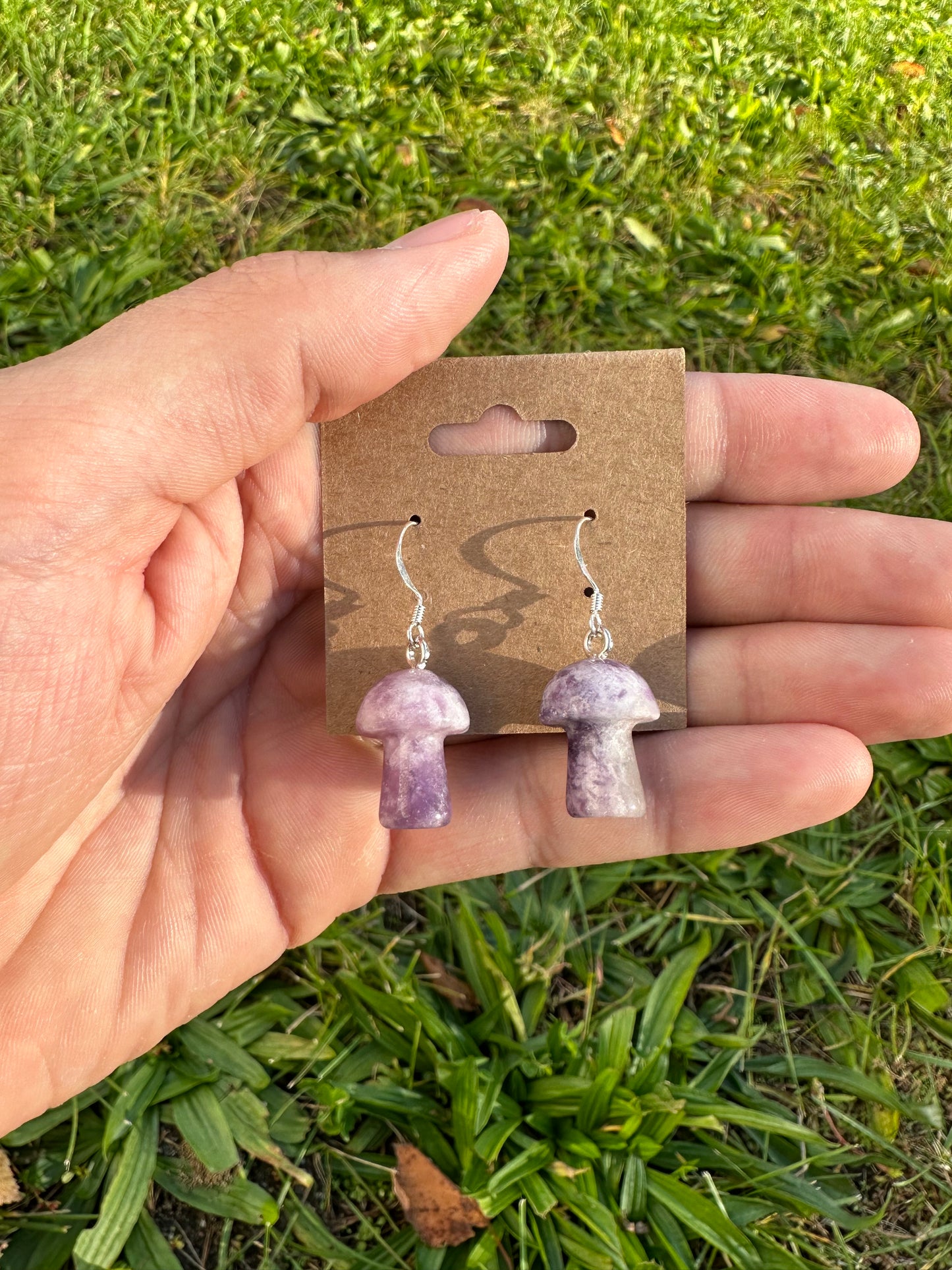 Lepidolite Mushroom Earrings